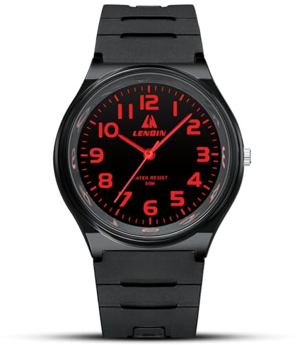 Mens Watches Analog Quartz Wrist Watches 3ATM Waterproof Silicone Band