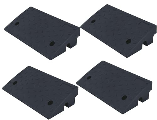 ZincOrange Rampa Portátil para Umbral de Puerta, Rampa de Bordillo de Caucho de Alta Resistencia con Capacidad de Carga de 5 Toneladas para Bicicletas, Sillas de Ruedas (10.1cm H, Piezas, 4)