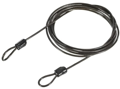TOP-VIGOR 1Pcs Security Steel Cable, 2.5mm x 2m / 6.56ft Coated Safety Wire Rope Double Loop Flexible Security Cable Lock for Outdoor Travel Luggage Bike, Black