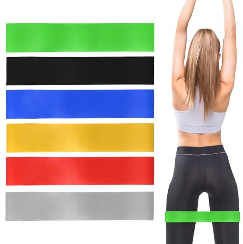 Fitnessbänder 6er-Set, Widerstandsbänder Set Krafttraining Resistance Bands Sets, Gymnastikband Gymnastikbänder mit 6 Widerstandsstufen für Sport Bänder Trainingsband Fitness Gymnastik Pilates Bands