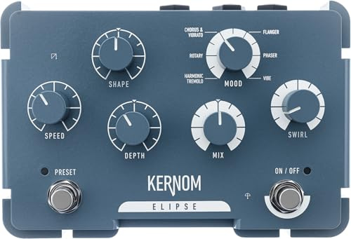 Kernom ELIPSE Modulation Effects Pedal, Morph Between Chorus, Tremolo, Flanger, Phaser & More, Multi-Mode Analog with Digital Control, MIDI Compatible, Expression, 128 Presets