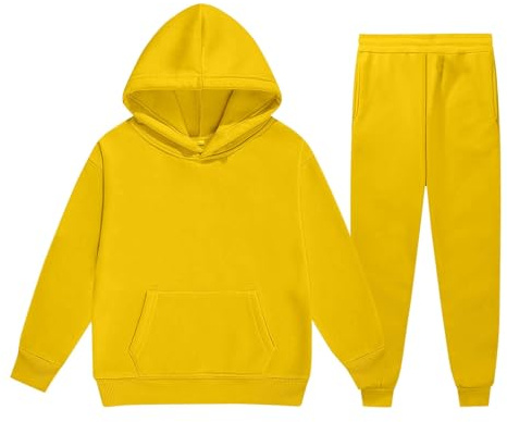 2026 Completo bambini neonati ragazzi ragazze a maniche lunghe, pullover caldo e solido, pantaloni, abbigliamento per bambini, tuta da ginnastica, abbigliamento per ragazze 86, giallo., 4-5 Anni