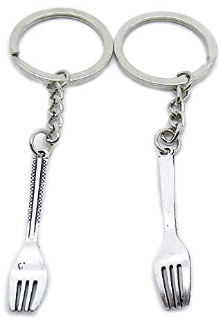 AA4624 Porte-clés en forme de fourchette Argenté vieilli Antique Silver