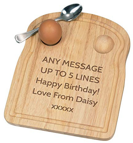 Personalised Custom Any Message Text Name Breakfast Dippy Egg Cup Board Wooden Easter Easter