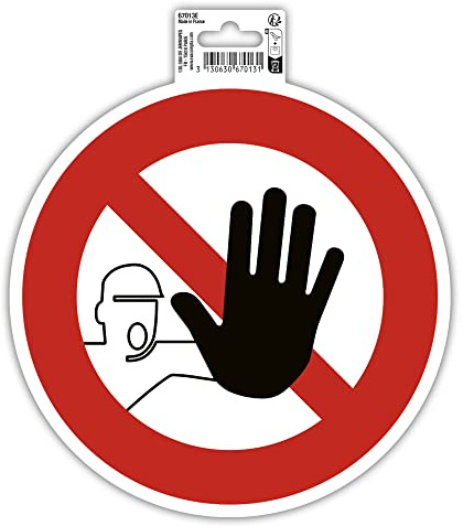 Exacompta - Réf. 67013E - 1 panneau rond adhésif ACCES INTERDIT - En PVC traité anti-dérapant et résistant aux UV - Diamètre du panneau : 20 cm - Coloris rouge
