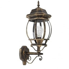 Caelum aluminium utomhusvägglampa 1xE27 svart guld