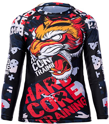 Hardcore Training Tiger Fury Kompressionsbyxor för barn utan Gi BJJ fitness träning löpning boxning