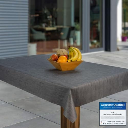 laro Wachstuch-Tischdecke Abwaschbar Garten-Tischdecke Wachstischdecke PVC Plastik-Tischdecken Eckig Meterware Wasserabweisend Abwischbar, Muster:Leinenoptik d. grau, Größe:100x200