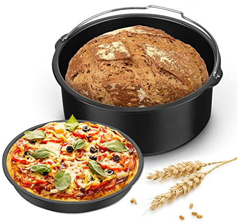 2 Piezas de Accesorios para Freidora de Aire, Barril para Tartas Domésticas, Molde para Hornear Pizza, Bandeja para Hornear Tartas, Juego de Accesorios para Freidora Antiadherente (8in-#2)