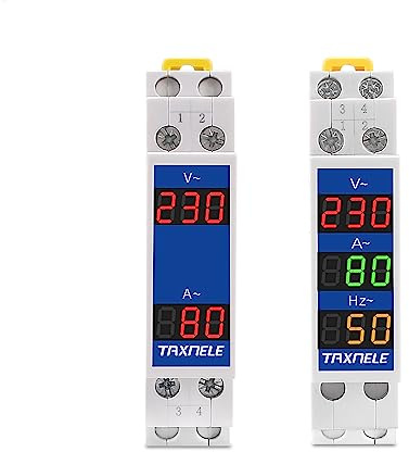 Din Rail 18mm Voltage Current HZ Meter AC 80-500V 110V 220V 380V 100A Modular Voltmeter Ammeter LED Indicator Digital Volt Tester with CT (V+A)