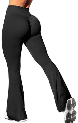 Navneet Women Flared Leggings Ruched Bum Flare Trousers | Wide Leg Yoga Pants, Pilates Outfits, V Waist Bootcut Leggings, Sports Gym Leggings, Going Out Outfits