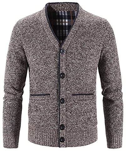 DondPO Traditional Knitted Jacket for Men, Warm Pockets Hooded Pullover Wool Jacket V Neck Winter with Buttons Winter Coat Traditional Jacket Cardigan Thick Outdoor Long Sleeve Cardigan Knitted Coat