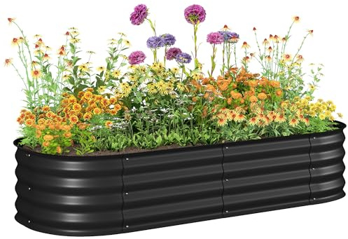 Outsunny Jardinière surélevée carré Potager de Jardin en Acier modulable pour légumes, Plantes, Fleurs, dim. 150 x 62 x 30cm, Noir