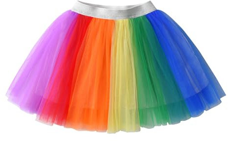 DXTON Girls Tutu Skirt Rainbow Toddler Tulle Ballet Dance Skirt for 2-10 Years SK263Rainbow,10T