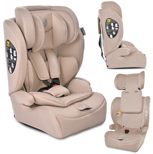 Lorelli asiento infantil i-Size Adventure (76-150 cm), reposacabezas ajustable, color:beige