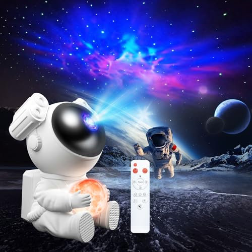 LED Sternenhimmel Projektor, Galaxy Star Nachtlicht mit Spaceman und Mondlampe - Fernbedienung & Timer, Sternenprojektor für Kinder und Erwachsene