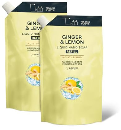 by Amazon Ricarica di Sapone per le mani, Zenzero e Limone, 2 x1000ml