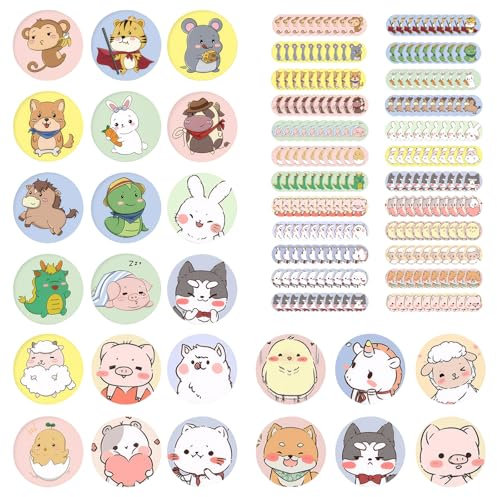 240 Stück Kinderpflaster, Kinder Pflaster Kinder Süße Cartoon-Pflaster Rundes 2,3cm Aufkleber Punktverbände Rund Fingerpflaster Wasserfeste Pflaster Set Geeignet für kleine Wunden, Pickel