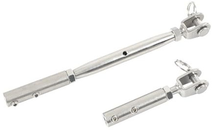 GFDSGRE Serre Cable Acier 1 pièces 1.5/2/3/4/5/6/8mm Fil Acier Inoxydable 304 câble Garde-Corps Corde Fourche mâchoire tendeur Boucle Terminal raccord Serre Cable INOX(8mm)