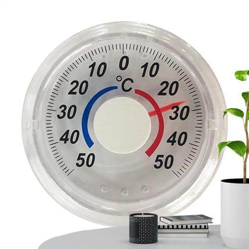 Thermographe Extérieur Analogique – Thermomètre À Fenêtre Transparente Adhésive, Affichage À Deux Échelles De Couleurs | Thermographe Mural Ou Intérieur Facile À Lire Pour Le De La Température