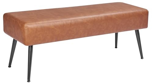 VEVOR Panca da Camera da Letto in Pelle, Panca in Similpelle con Gambe in Metallo e Cuciture per Ingresso, Seduta Imbottita per Scarpe, Panche Moderne per Soggiorno, Sala da Pranzo, Marrone