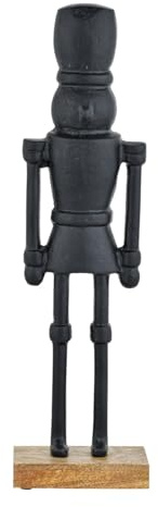 Marrakesch Figur nötknäppare svart 32 cm | Ädel juldekoration bordsdekoration av aluminium med träbas | Modern stativ som fönsterbordsdekoration | skandinavisk adventsdekoration för bord, hylla och