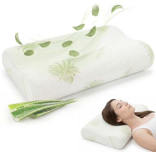 GIUMANT Cuscino Cervicale Doppia Onda in Memory Foam con Federa Aloe Vera Traspirante – Guanciale Ergonomico 72x41 cm Altezza 13 cm – Rivestimento Sfoderabile e Lavabile – OEKO-TEX – Made in Italy
