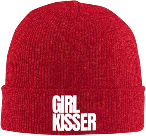 TAOACHENGIAN Girl Kisser Beanie for Men Women Warm Winter Knit Cuffed Beanies Soft Ski Hats Red
