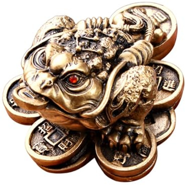 Zambuph Artsy Brass Money Toad Table Decoration Souvenir Gift Item To Share Prosperity With Friends And Family Chinese Resin Lucky Money Frog Statue Crafts Tabletop Resin Wealth Fortune Toad Figurine