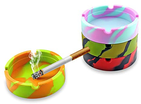 4PCS Wird Nicht Brechen-Aschenbecher for Cigarettes Modern Table Top Ashtray Portable with Non-Slip Silikonkautschuk for Outdoor and Indoor Use