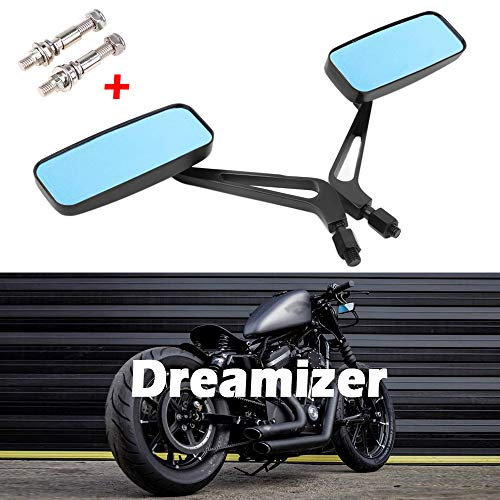 DREAMIZER 8mm 10mm Motorrad Rechteck Rückspiegel, Retro-Stil Motorrad Seitenspiegel Ersatz für Bobber Sportster XL883 1200 48 Dyna Street Glide Softail Low Rider