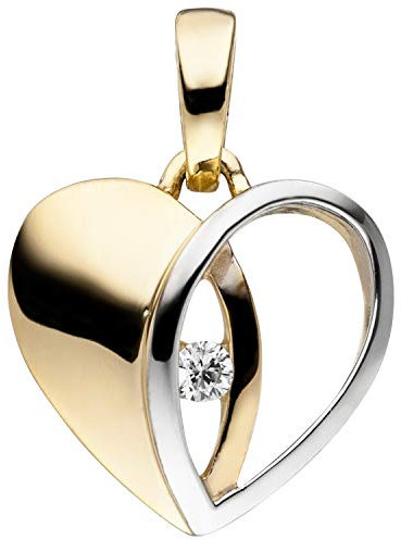 Jobo Damen-Anhänger Herz aus 8 Karat 333 Gold Bicolor mit Zirkonia