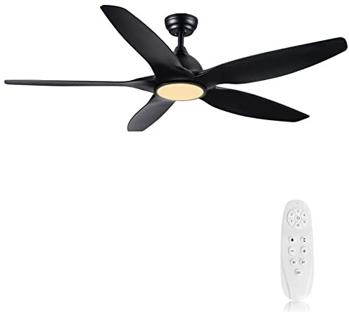 Newday 153CM Große Deckenventilator Schwarz mit Beleuchtung und Fernbedienung, LED Licht Dimmbar, Reversibel DC-Motor Leise, 6 Gang, 3 Zeiter, Speicherfunktion für Wohnzimmer, Schlafzimmer