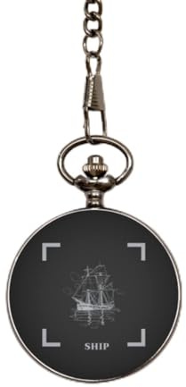 Delightful Sailing Ship - Black Pocket Watch - Christmas, Birthday, Valentine, Father's Day - for Men, Women and Kids. Adjustable