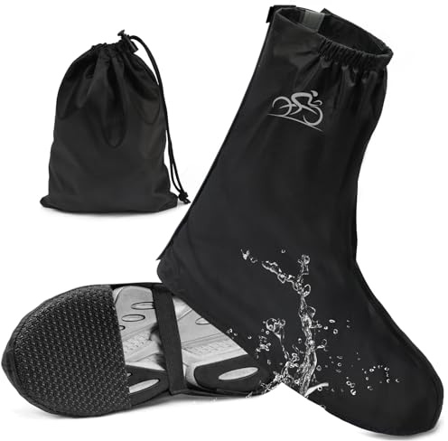 Couvre Chaussure Impermeable, Surchaussures Impermeables Cyclisme, Moto Scooter Bicyclette Protege Chaussure Pluie Velo Réutilisables, Surchaussures Étanches Pluie Neige Boue avec Bande Réfléchissante