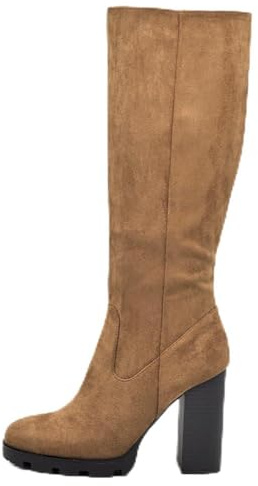 IF Fashion Scarpe da Donna Stivali Camperos Polpaccio Con Tacco Alto Grosso Platform Camoscio 672 camel N.39
