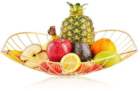 LINXIU Metall Obstkorb Küche Moderne Obstschale Obstschalen Obstschüssel Praktischer Obstkörbe Deko Drahtkorb für Gemüse Obst Brot, Gold