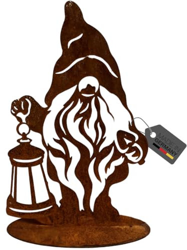 Terma Stahldesign Rostfigur Gartenfigur Zwerg 40 cm Winterzwerg Wichtel tolle gartendeko aus Rost-Metall, deko rostoptik, Rostfiguren Tiere,