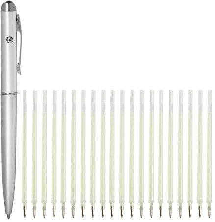 TopHomer 1 stylo à encre invisible avec 20 recharges, stylos espion pour écrire des messages secrets pour sacs de fête d'enfants, marqueur à lumière UV LED, stylos secrets pour l'école, les fêtes, les