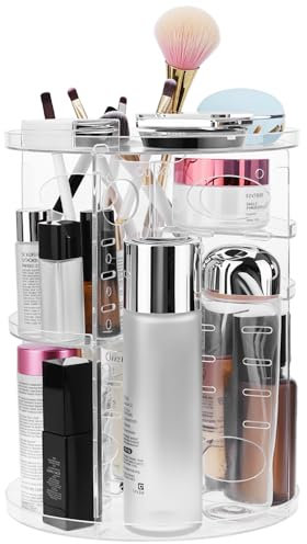 QWORK® Organisateur maquillage rotatif, organisateur maquillage avec 9 couches ajustables, grand stockage cosmétique, pour chambre à coucher, salle de bain
