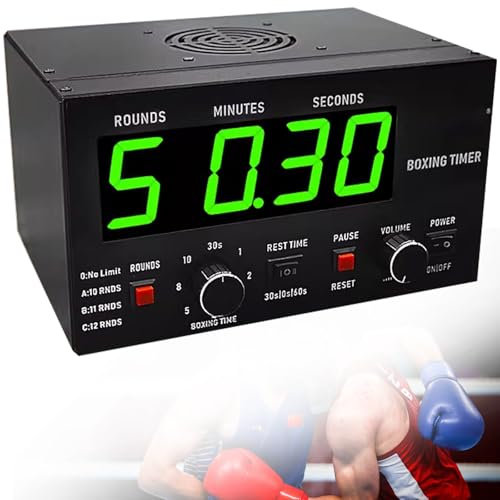 Temporizador de Gimnasio Sports Timeter, Temporizador de Intervalos de Boxeo Clásico, Temporizador de Gimnasia Profesional con Pantalla LED, Cronómetro Multifuncional,Green