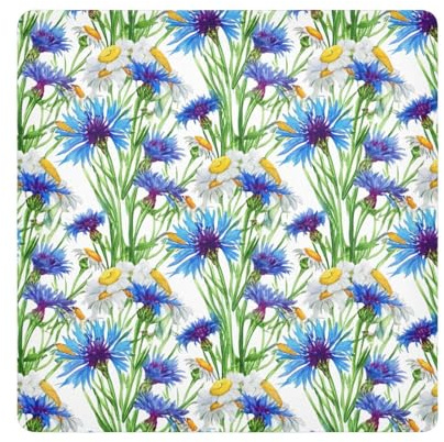 ODAWA Blå blåklint vita tusenskönor 45 cm x 45 cm självhäftande dukar kameralins wrap duk, tvättbar linspåse för kamera, bärbara datorer, kosmetika