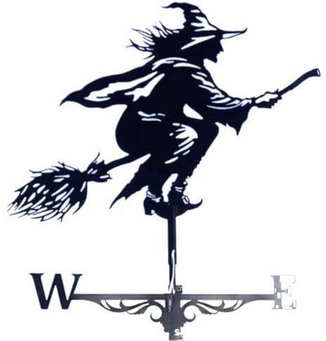 Veleta de Metal con Forma de dragón Volador, Resistente a la corrosión, con Forma de Gallo, indicador de dirección del Viento para Patio Exterior (Bruja)