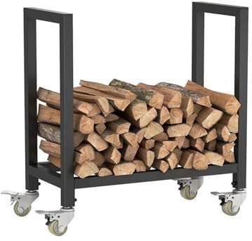 BOPIES Chariot De Rangement for Bois De Chauffage - Facile À Déplacer Grâce À Ses Roulettes Verrouillables, Très Résistant, for Cheminée, Foyer Extérieur Et Rangement Intérieur Range-bûches