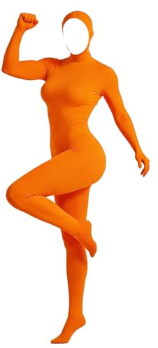 QingWing Orange karnevaldräkt, allmänt öppet ansikte cosplay jumpsuit, 160 cm helkroppsdräkt män kvinnor halloween för fest halloween jul anime scenuppträdande karneval orange outfit