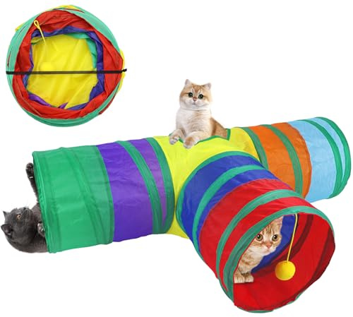 Giochi Tunnel per Gatti in Casa 3 Vie Pieghevole T Tunnel per Cani per Gatti Tubo per Gatto Gioco per Interattivo Cuccioli Conigli e Gattini Attivi Giocare