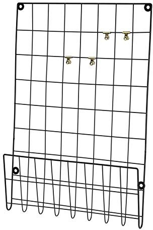 Meinposten. Wandgitter schwarz Metall 60x40 Memoboard Pinnwand Fotowand m. Klammern & Ablage