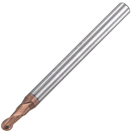 sourcing map Ball Nose End Mill 1.5mm Tip Radius Solid Carbide AlTiSin Coated CNC Router Bits 2 Flute Spiral Milling Cutter HRC55 with 4mm Shank 50mm (2-inch) Length