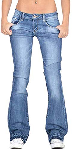 Générique JIER Jean évasé pour Femme - Coupe Bootcut - avec Fermeture éclair Slim Taille Haute Vintage Pantalons Évasé Jambe