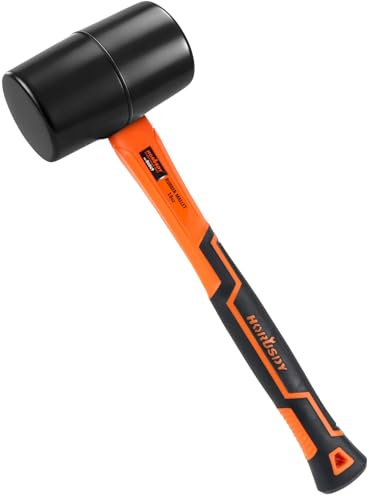 HORUSDY 16oz Durable Rubber Mallet Hammer with Fiberglass Handle, Non-Marring Blow Tool for Flooring, Tent Stakes, Woodworking, and Camping, Non-Slip Grip